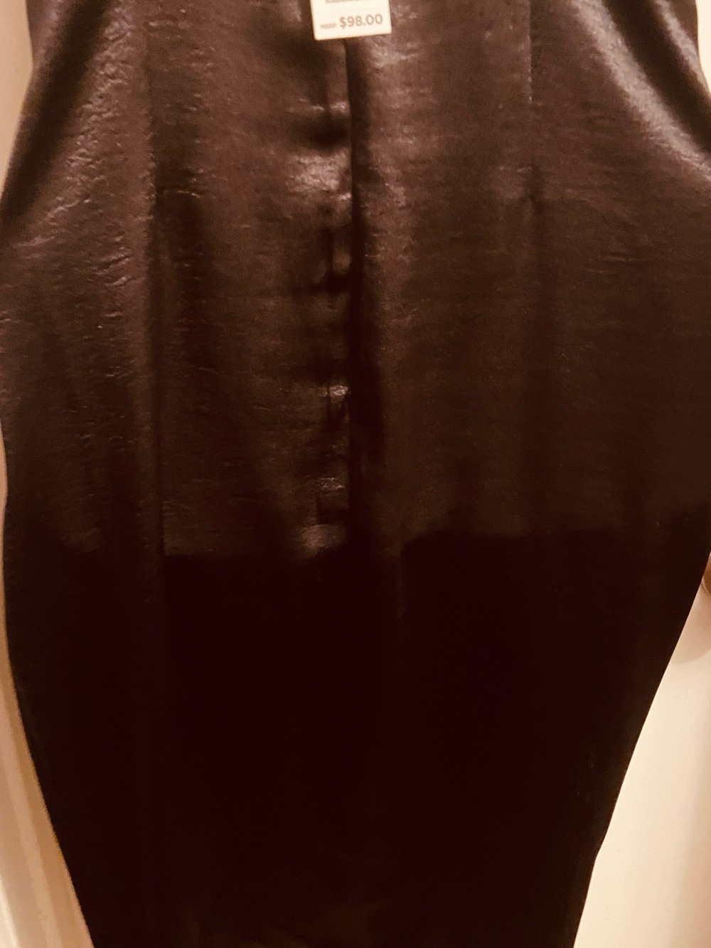 BCBG Black Satin Midi Wrap Dress - Picture 6 of 8